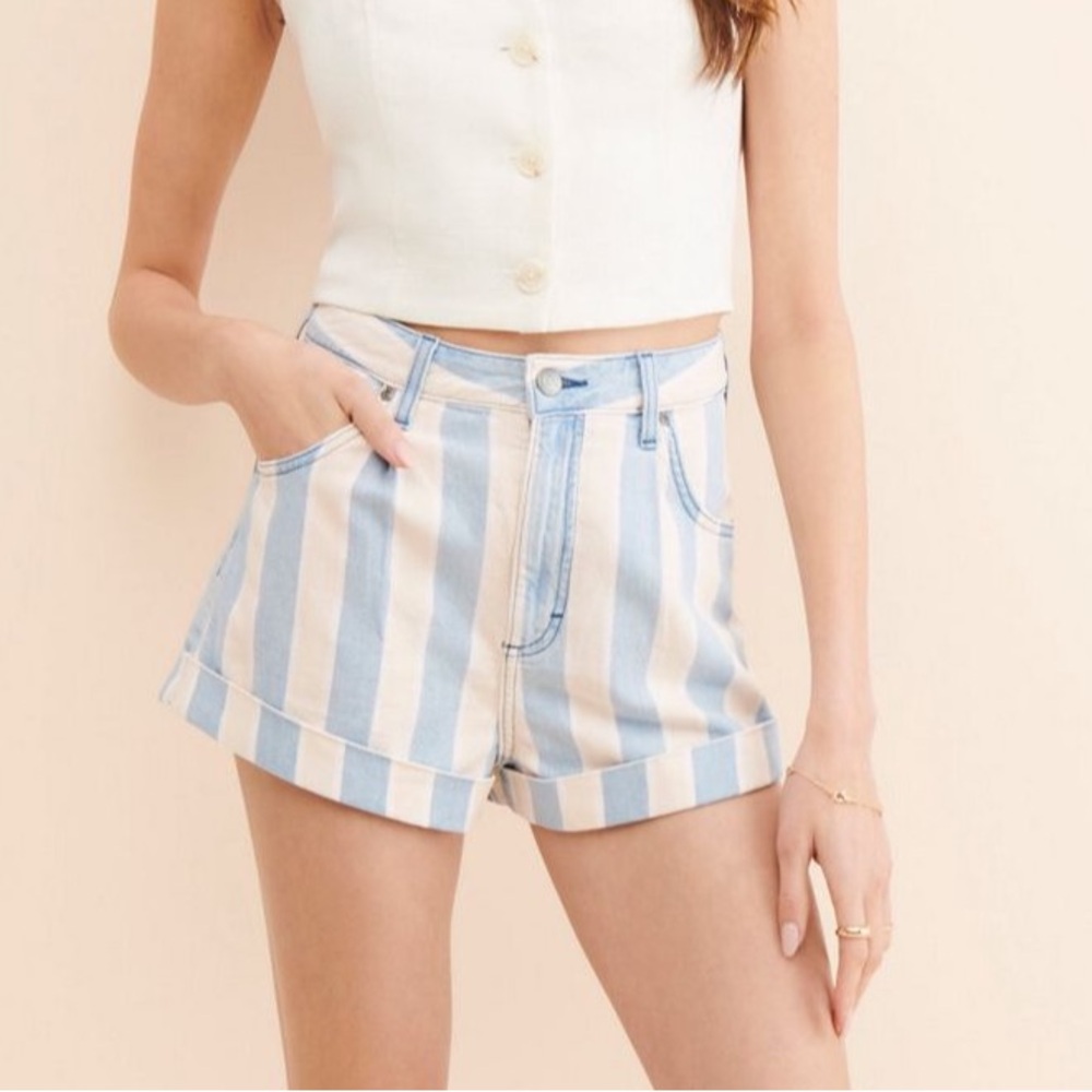 Free People x Lee Vintage High Rise Stripe Shorts 28
